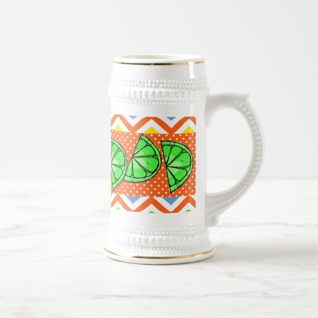 Summer Fun Limes Chevron Polka Dot Novelty Gifts Beer Stein (Right)