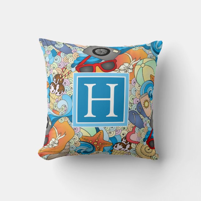 Summer Fun Pattern | Add Your Initial Cushion (Front)