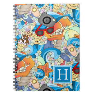 Summer Fun Pattern   Add Your Initial Notebook