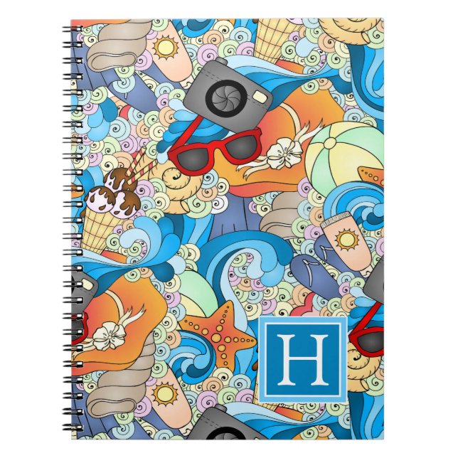 Summer Fun Pattern | Add Your Initial Notebook (Front)