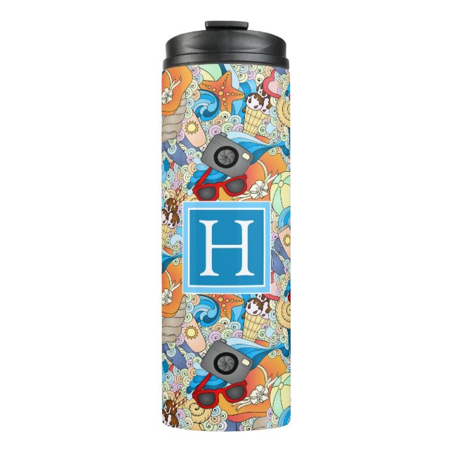 Summer Fun Pattern | Add Your Initial Thermal Tumbler (Front)