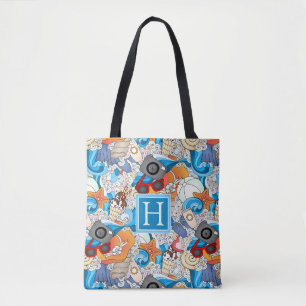 Summer Fun Pattern Add Your Initial Tote Bag