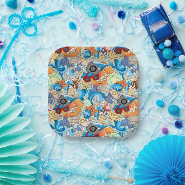 Summer Fun Pattern Paper Plate (Party)