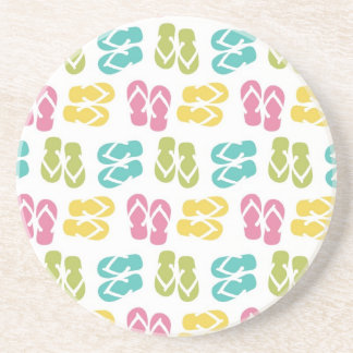 Summer fun pink flip flop sandal slippers pattern coaster