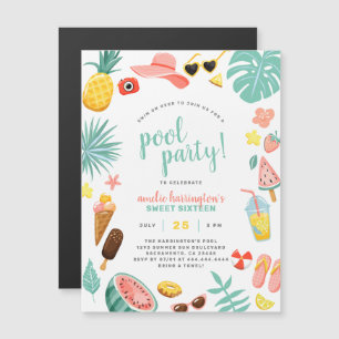 Summer Fun Pool Party Birthday Party Magnetic Invitation