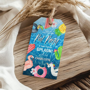 Summer Fun Pool Party Birthday Thank You Favour Gift Tags