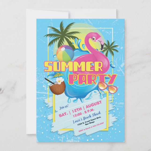 Summer Fun Pool Party Invitation (Front)