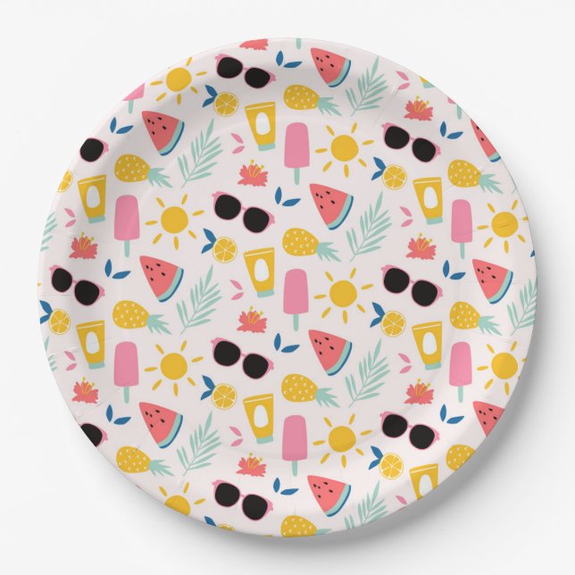 Summer Fun Pool Party Paper Plate (Front)