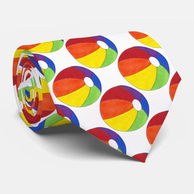 Summer Fun Rainbow Beach Ball Beachball Tie (Rolled)