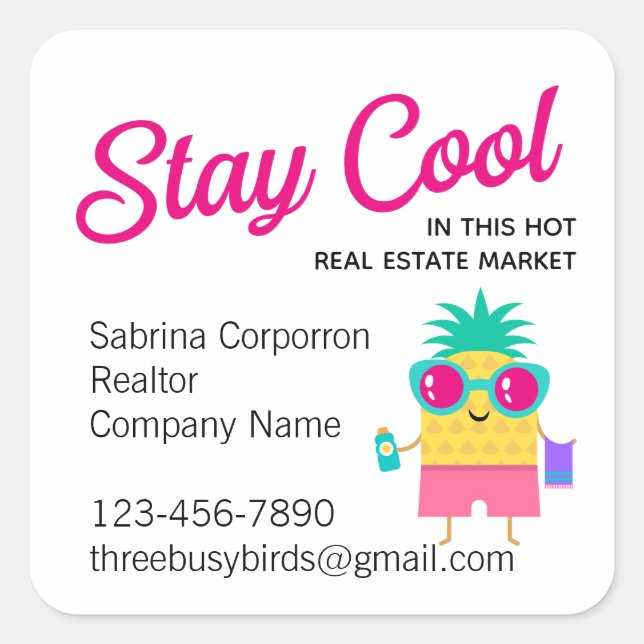 Summer Fun Realtor Marketing Square Sticker (Front)
