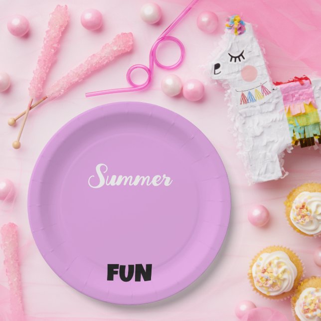 Summer Fun Yellow Orange Sun Purple Paper Plate (Party)