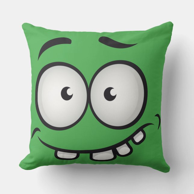 Summer funny and ugly face green  cushion (Front)