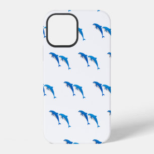 SUMMER, FUNNY GRAY AND BLUE DOLPHINS iPhone 12 CASE