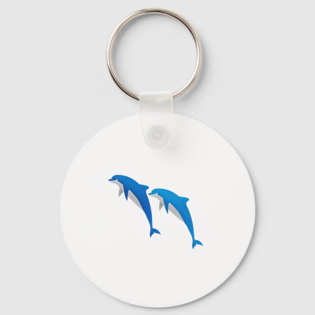 SUMMER, FUNNY GRAY AND BLUE DOLPHINS KEY RING (Front)