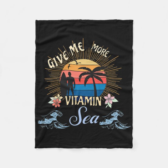 Summer Funny Retro Design Vacations Beach  Fleece Blanket (Front)