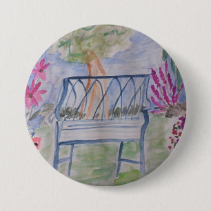 Summer Garden Bench 7.5 Cm Round Badge
