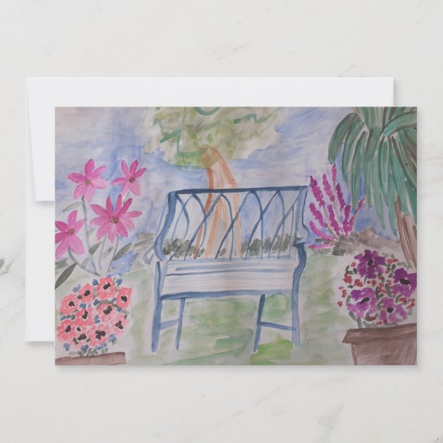 Summer Garden Bench Flat Card (Front)