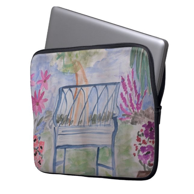 Summer Garden Bench Laptop Sleeve (Front Left)
