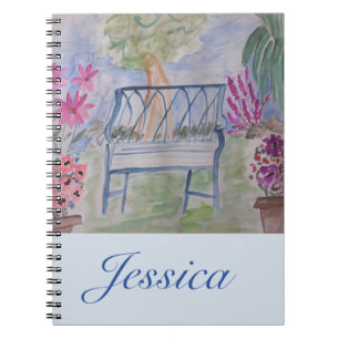Summer Garden Bench Spiral Notebook