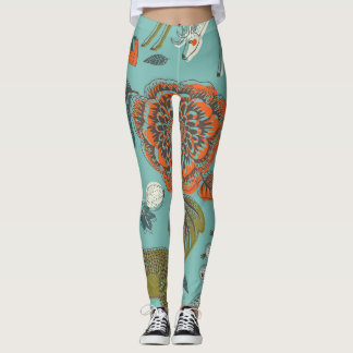 Summer Garden Deer Seamless Illustration. Leggings