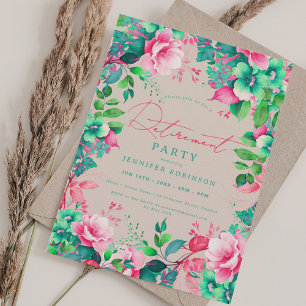 Summer Garden Floral Retirement Party Champagne Invitation