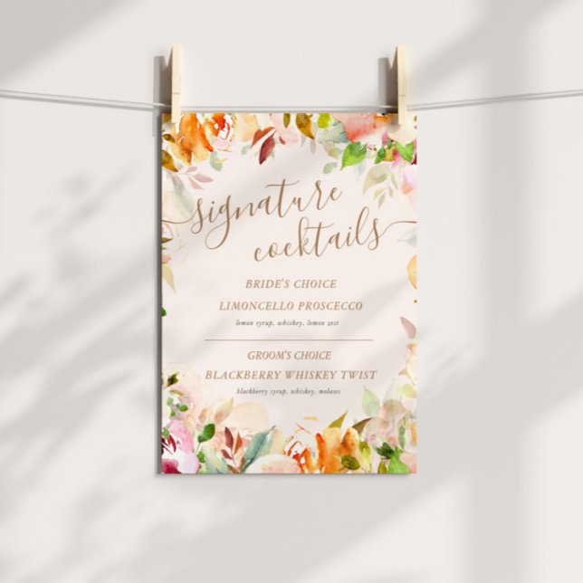 Summer Garden Floral Signature Cocktail Sign (Creator Uploaded)