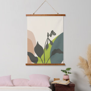Summer Garden Floral Silhouette Modern Hanging Tapestry