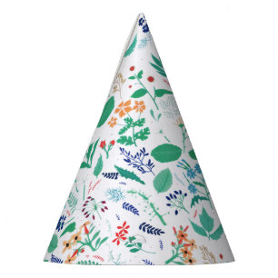 Summer Garden Flowers Leaves Botanical Blooms Party Hat