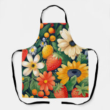 Summer Garden Flowers Strawberry Pattern