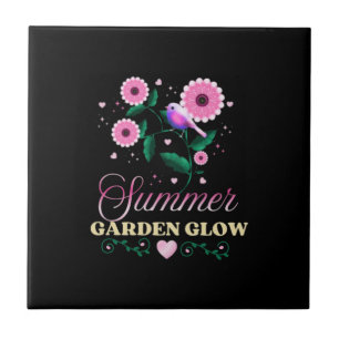 Summer Garden Glow Bird Floral Botanical Cottageco Tile