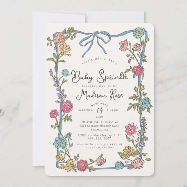 Summer Garden Party Bright Floral Baby Sprinkle (Front)