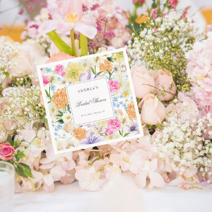 Summer Garden Party Bright Floral Bridal Shower Napkin