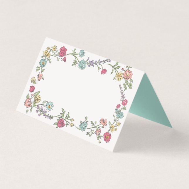 Summer Garden Party Bright Floral Table Place Card (Front)
