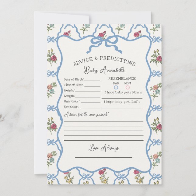 Summer Garden Party Floral Shower Advice for Baby Invitation (Front)