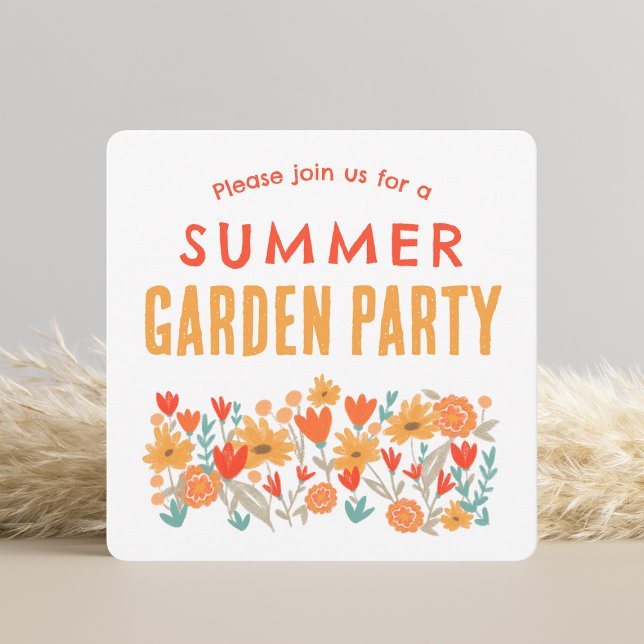 Summer Garden Party Invitation (Summer Garden Party Square Invitation - Front)