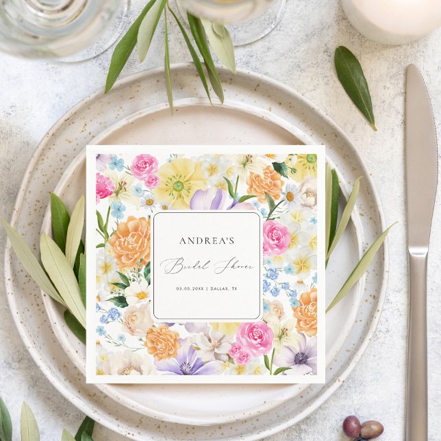 Summer Garden Party Spring Floral Bridal Shower Napkin (Creator Uploaded)