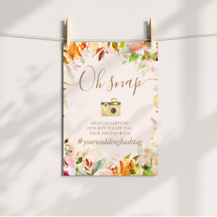 summer garden watercolor floral Hashtag Sign