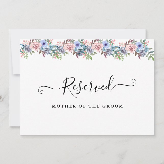 Summer Garden Watercolor Floral reserved sign Invitation (Front)