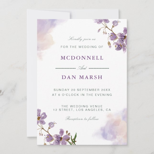 Summer Garden Watercolor Floral Wedding Invitation (Front)