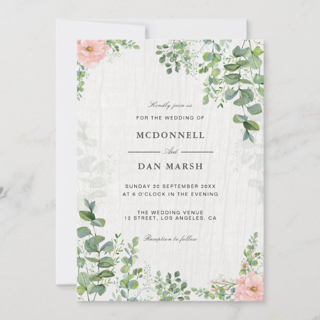 Summer Garden Watercolor Floral Wedding Invitation (Front)