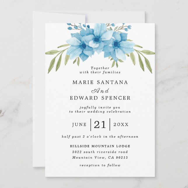 Summer Garden Watercolor Floral Wedding Invitation (Front)