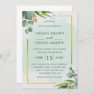 Summer Garden Watercolor floral Wedding Invitation