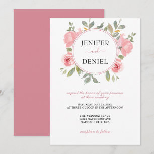 Summer Garden Watercolor Floral Wedding Invitation