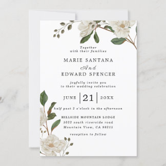 Summer Garden Watercolor Floral Wedding Invitation