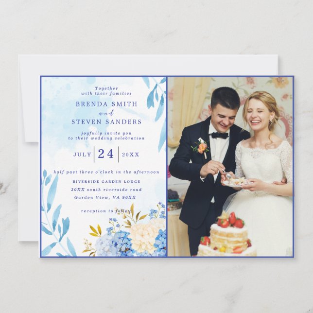 Summer Garden Watercolor Floral Wedding Invitation (Front)