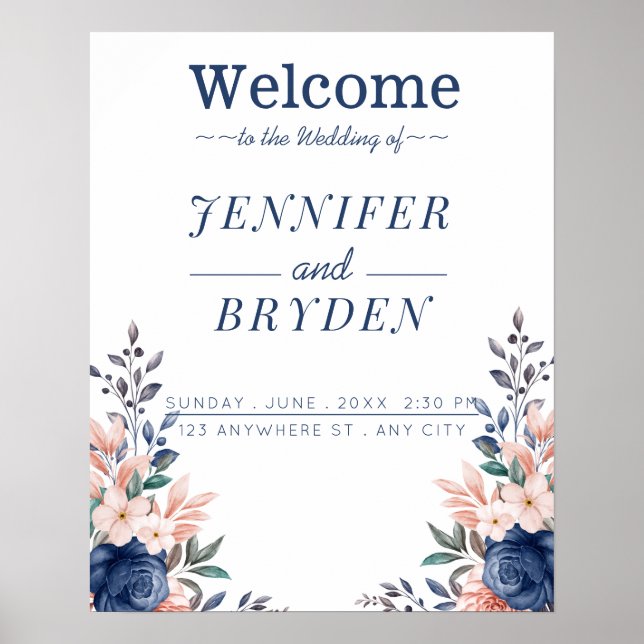 Summer Garden Watercolor Floral Wedding Poster (Front)