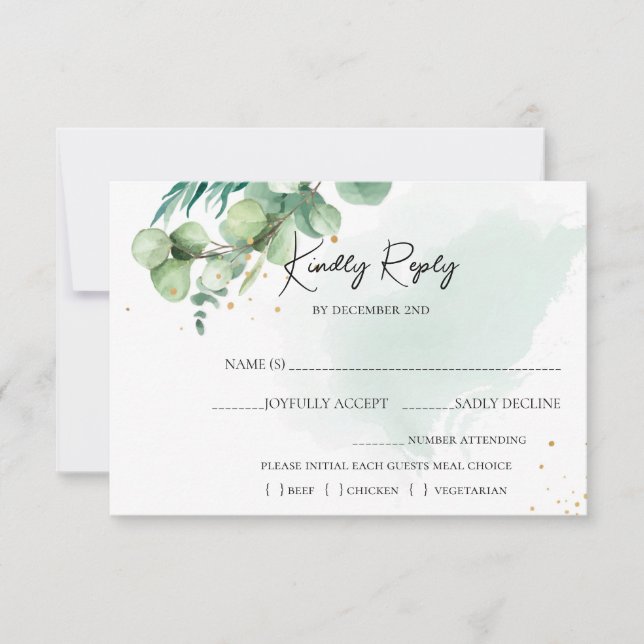 Summer Garden Watercolor floral Wedding RSVP Card (Front)