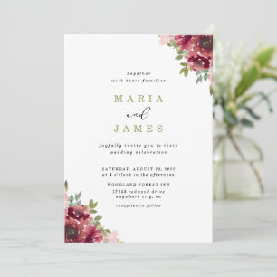 Summer Garden Watercolour Floral Wedding Invitation