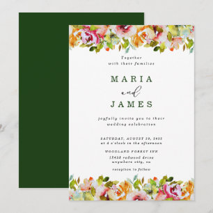 Summer Garden Watercolour Floral Wedding Invitation