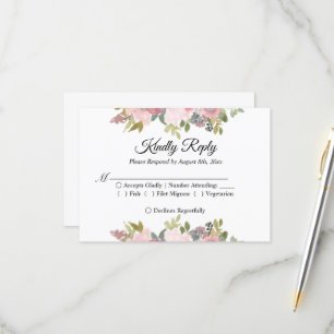 Summer Garden Watercolour Floral Wedding RSVP Card